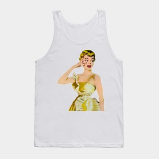 Beautiful cover girl blonde and dressed in golden color Tank Top